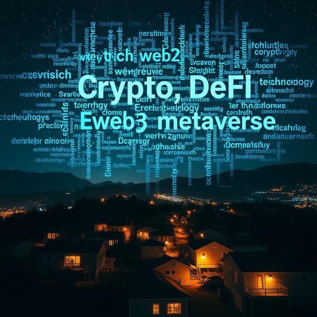 web3 words above a small town at night for local businesses